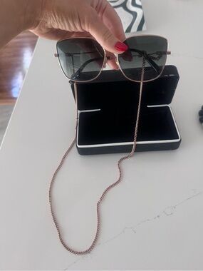 Givenchy oversized Rose Gold Metal Frame Sunglasses with Dark Lenses and chain